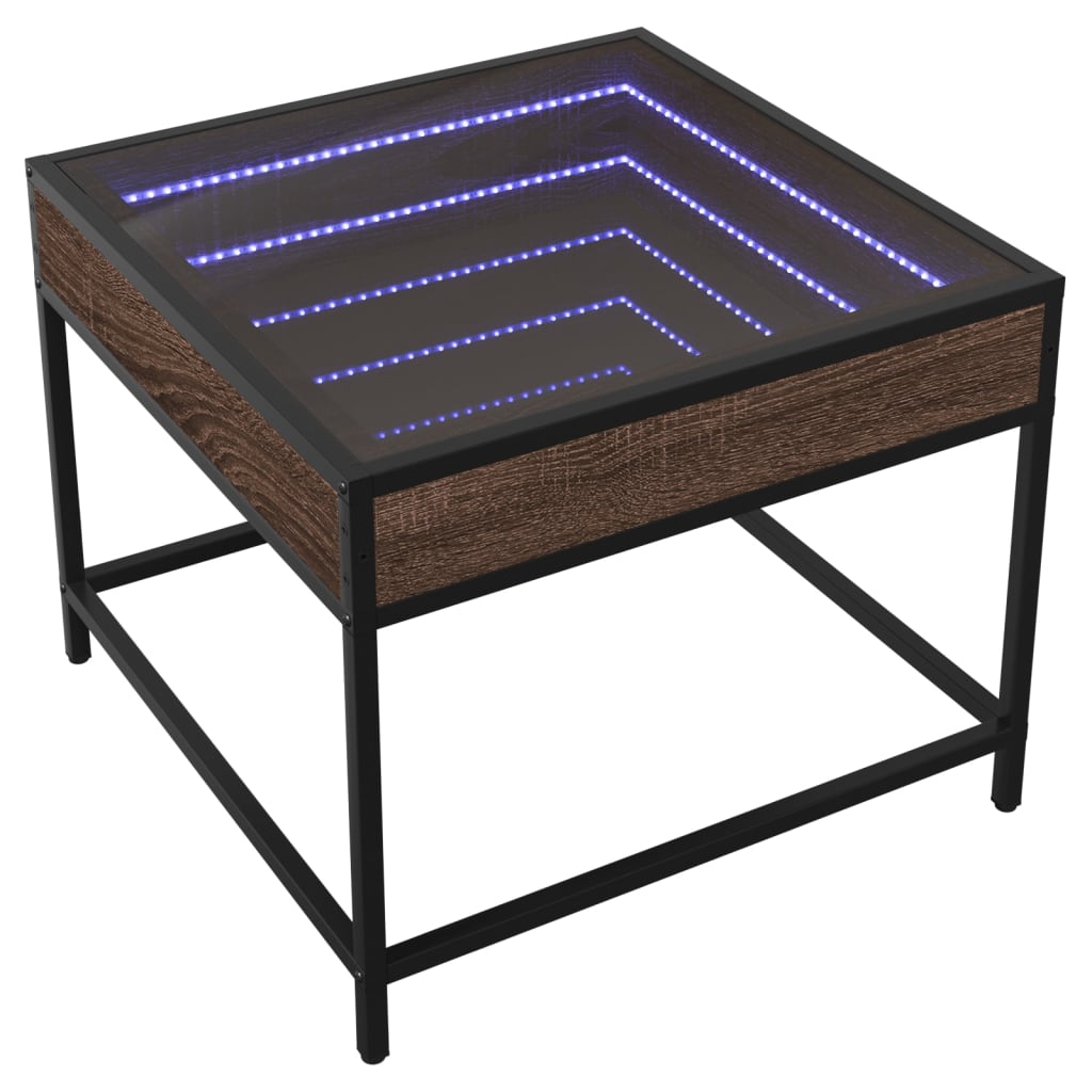 Salongbord Sofabord Brun Eik med Infinity LED 50x50x41 cm
