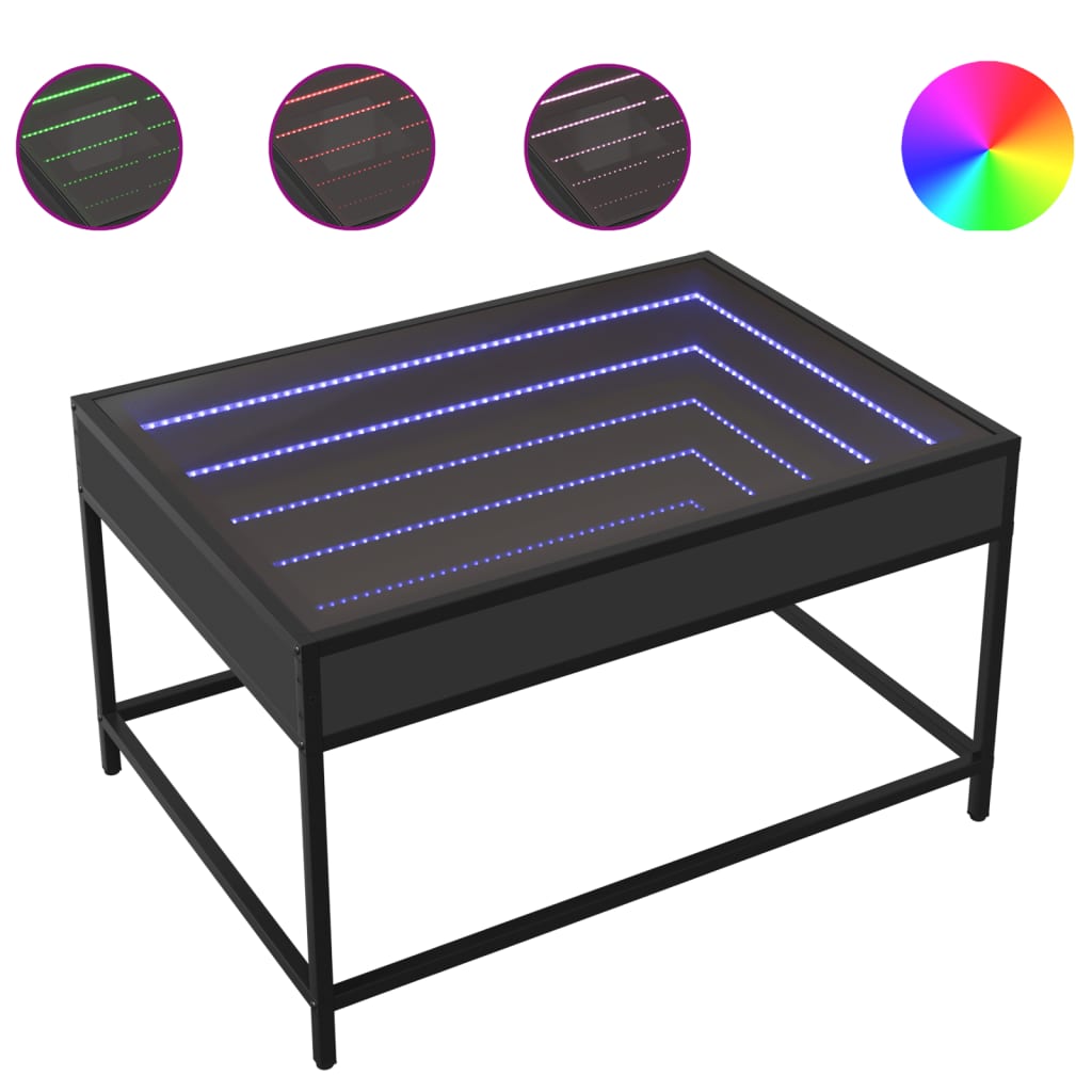 Salongbord Sofabord Svart med Infinity LED 70x50x41 cm