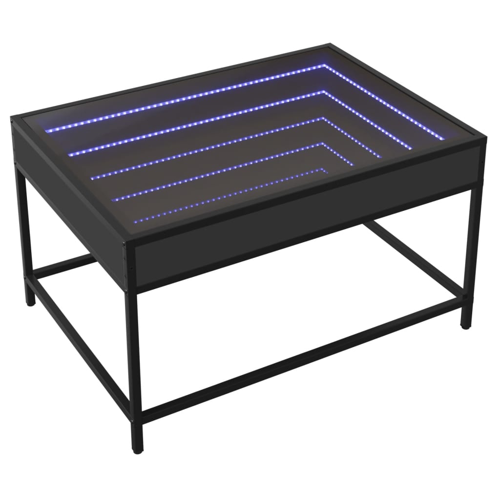 Salongbord Sofabord Svart med Infinity LED 70x50x41 cm
