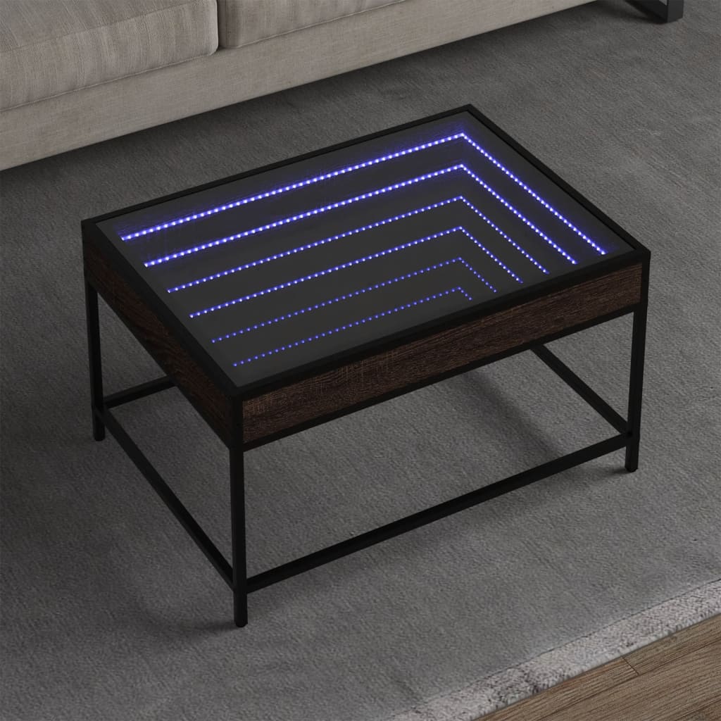 Salongbord Sofabord Brun Eik med Infinity LED 70x50x41 cm