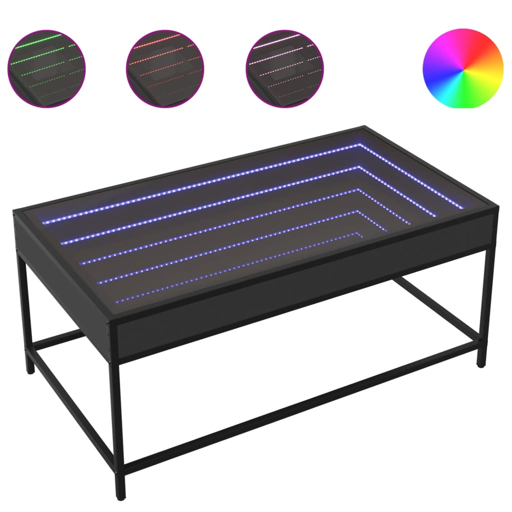 Salongbord Sofabord Svart med Infinity LED 90x50x41 cm