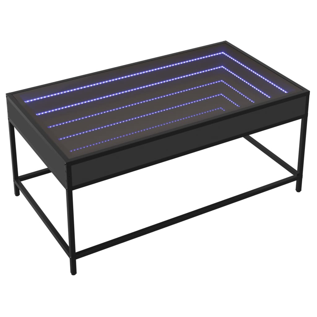 Salongbord Sofabord Svart med Infinity LED 90x50x41 cm
