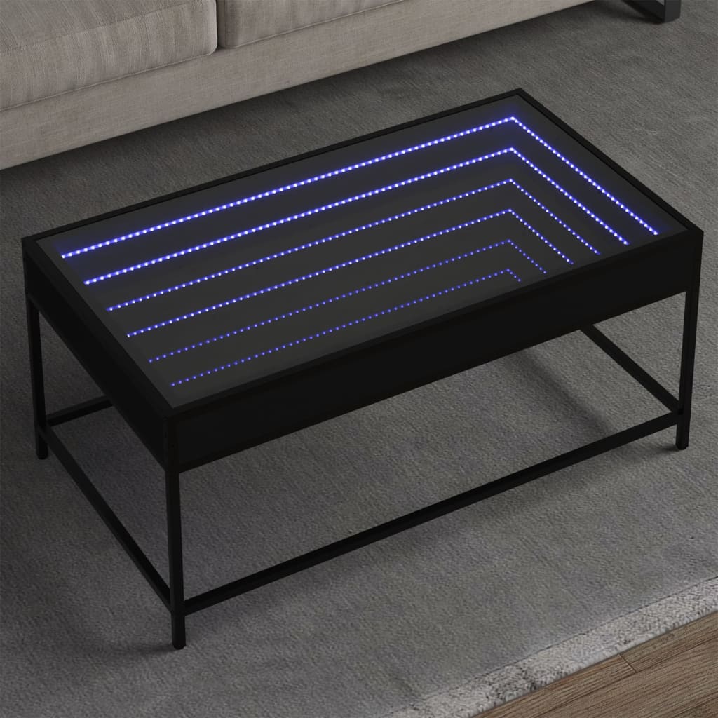 Salongbord Sofabord Svart med Infinity LED 90x50x41 cm
