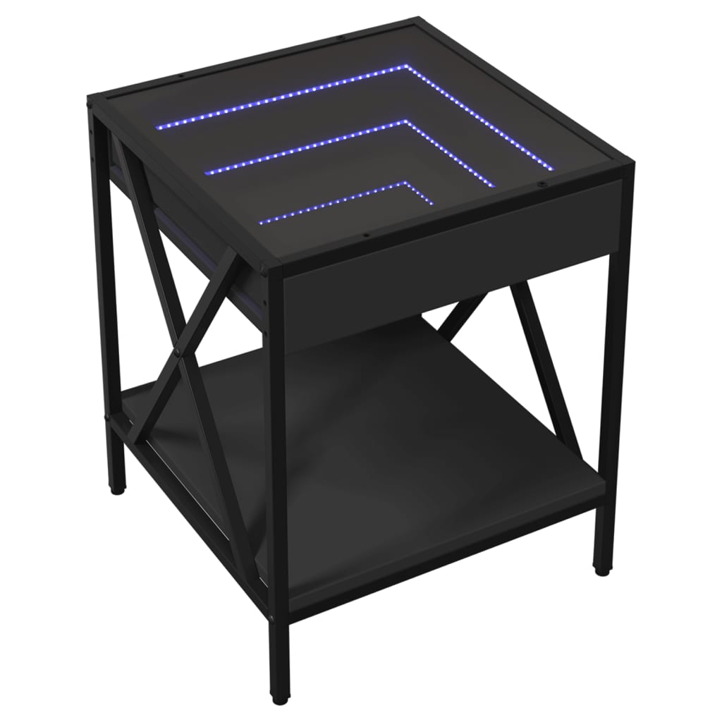 Salongbord Sofabord Svart med Infinity LED 40x40x49 cm