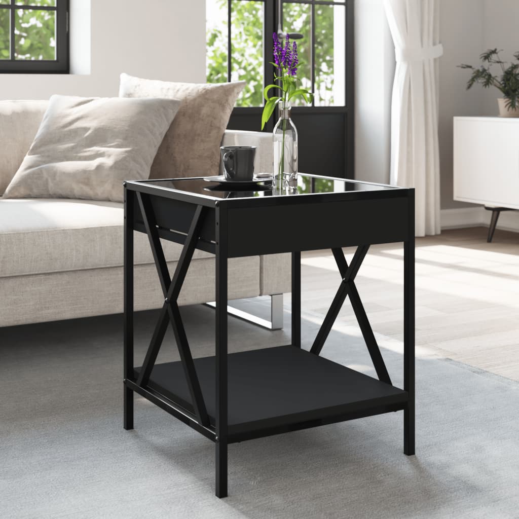 Salongbord Sofabord Svart med Infinity LED 40x40x49 cm