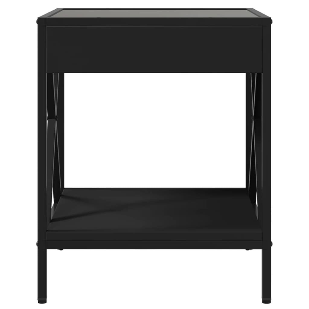 Salongbord Sofabord Svart med Infinity LED 40x40x49 cm