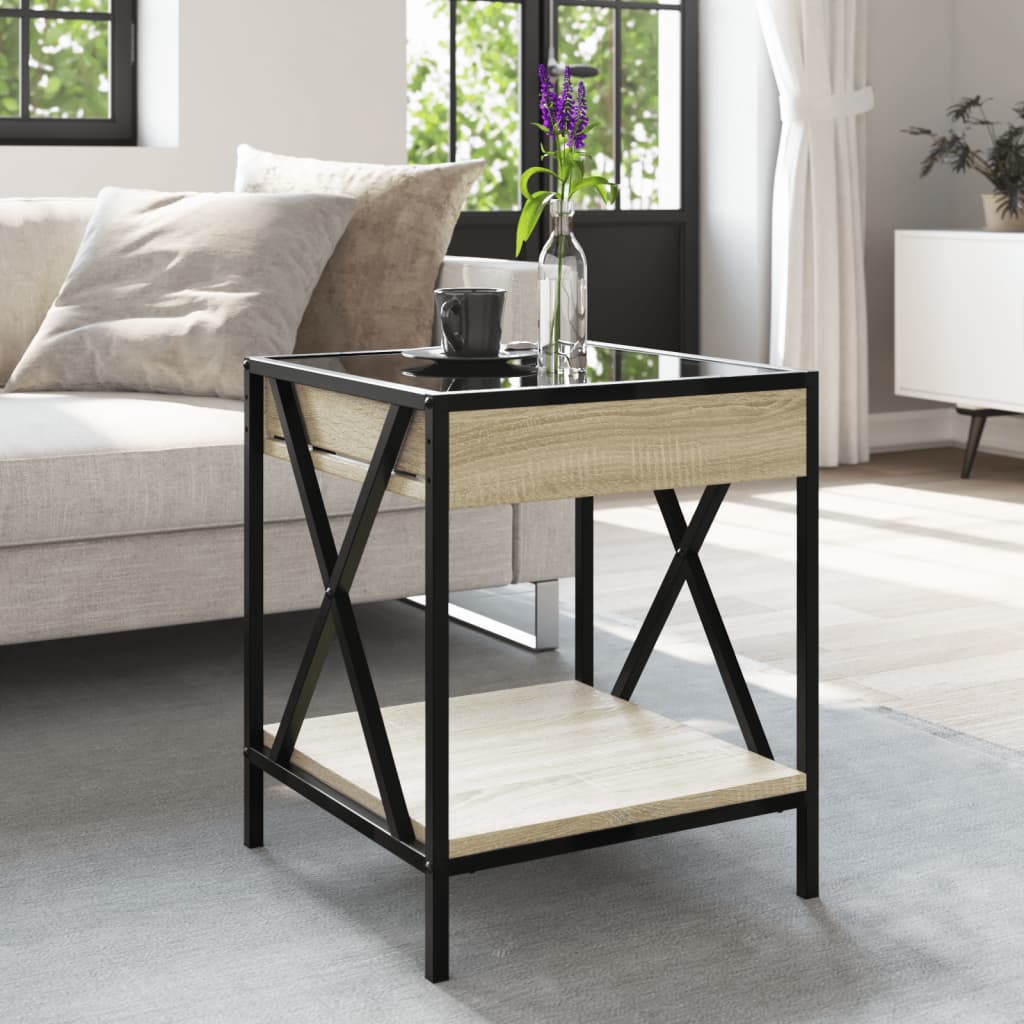 Salongbord Sofabord Sonoma Eik med Infinity LED 40x40x49 cm