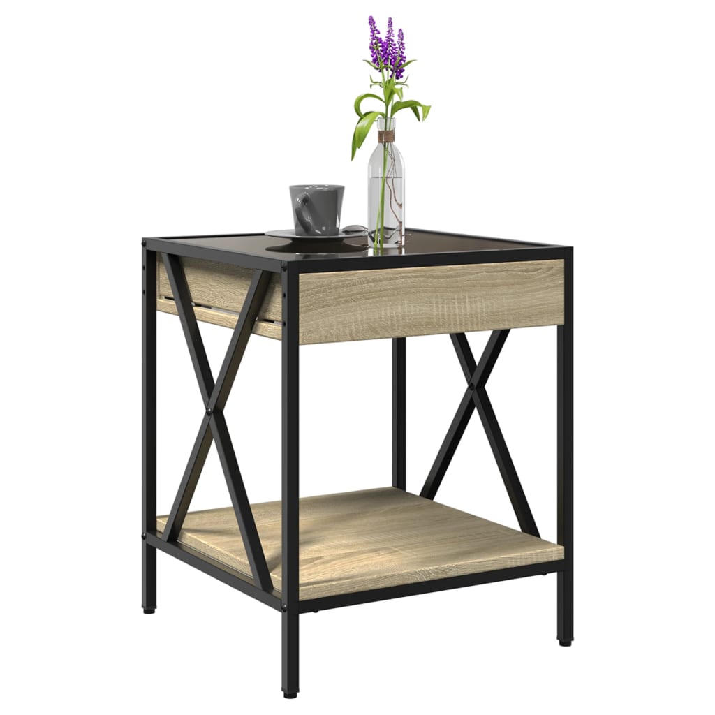 Salongbord Sofabord Sonoma Eik med Infinity LED 40x40x49 cm