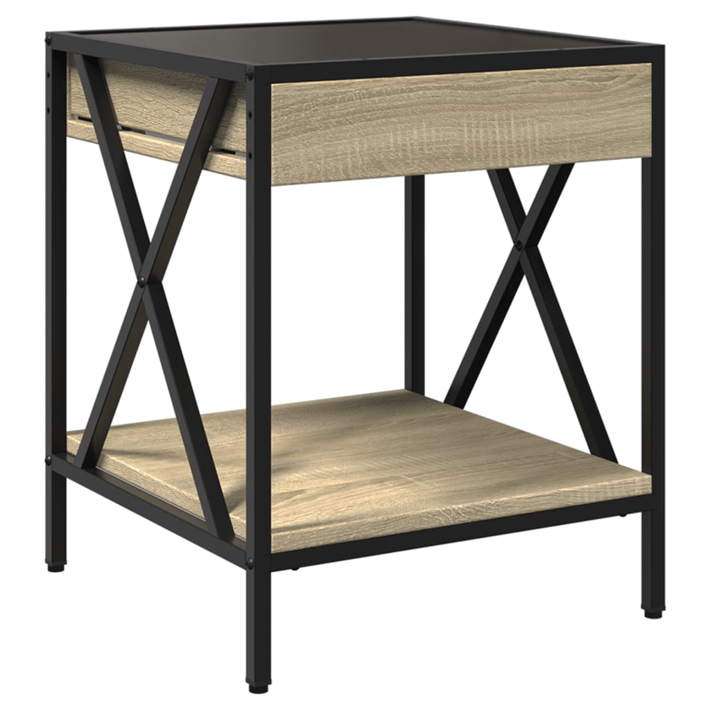 Salongbord Sofabord Sonoma Eik med Infinity LED 40x40x49 cm