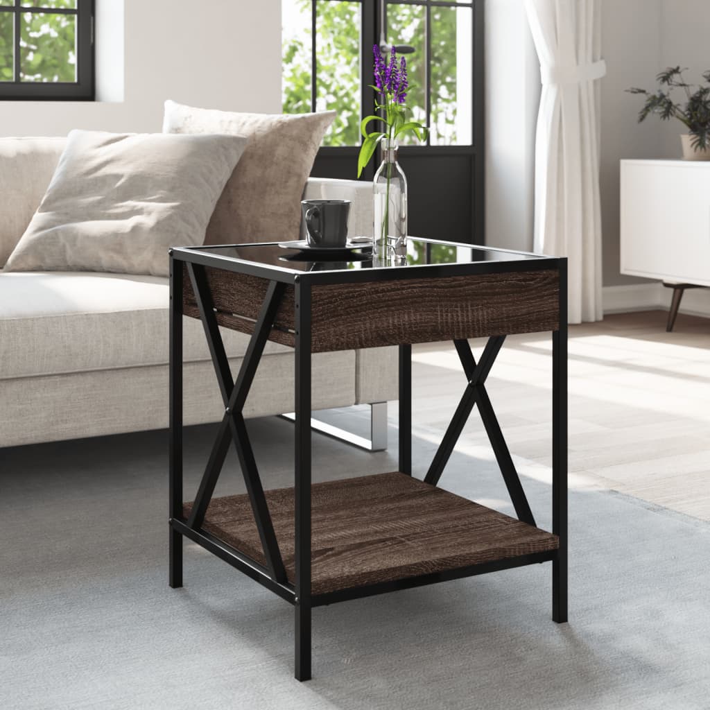 Salongbord Sofabord Brun Eik med Infinity LED 40x40x49 cm