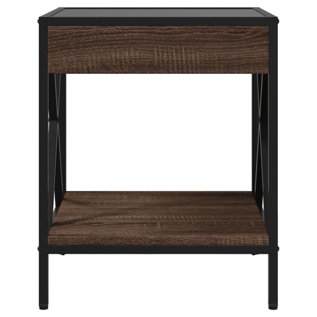 Salongbord Sofabord Brun Eik med Infinity LED 40x40x49 cm