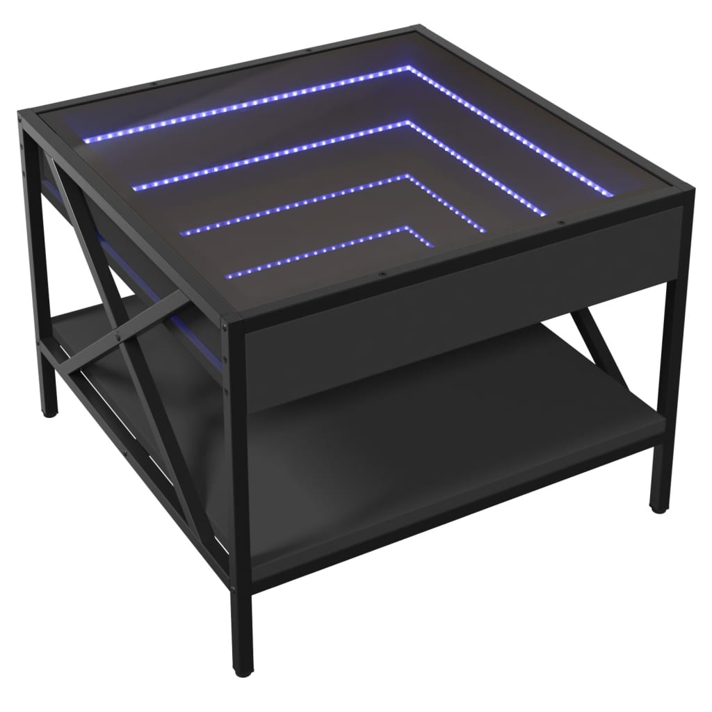 Salongbord Sofabord Svart med Infinity LED 50x50x38 cm