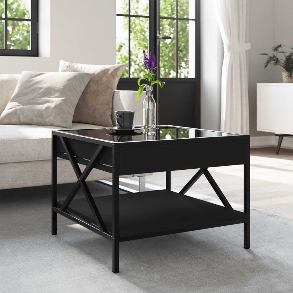 Salongbord Sofabord Svart med Infinity LED 50x50x38 cm