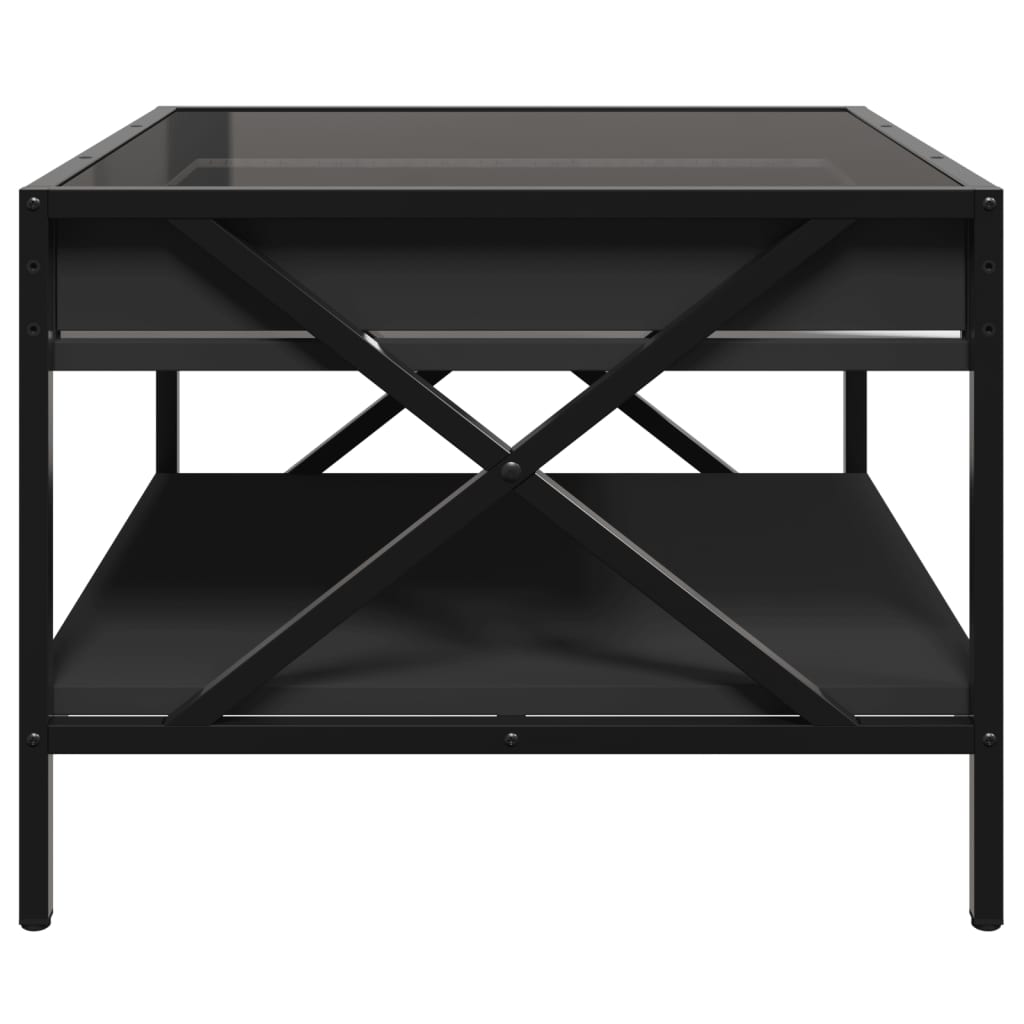 Salongbord Sofabord Svart med Infinity LED 50x50x38 cm