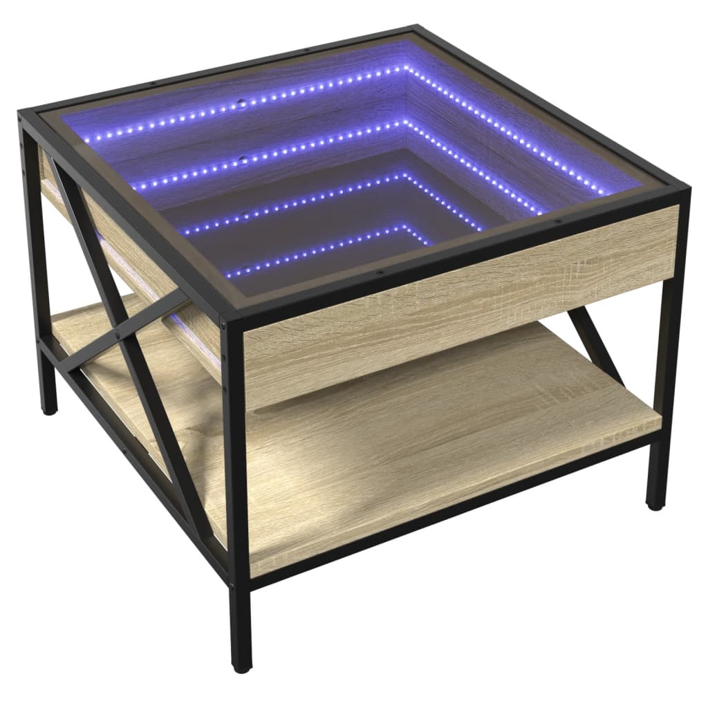 Salongbord Sofabord Sonoma Eik med Infinity LED 50x50x38 cm