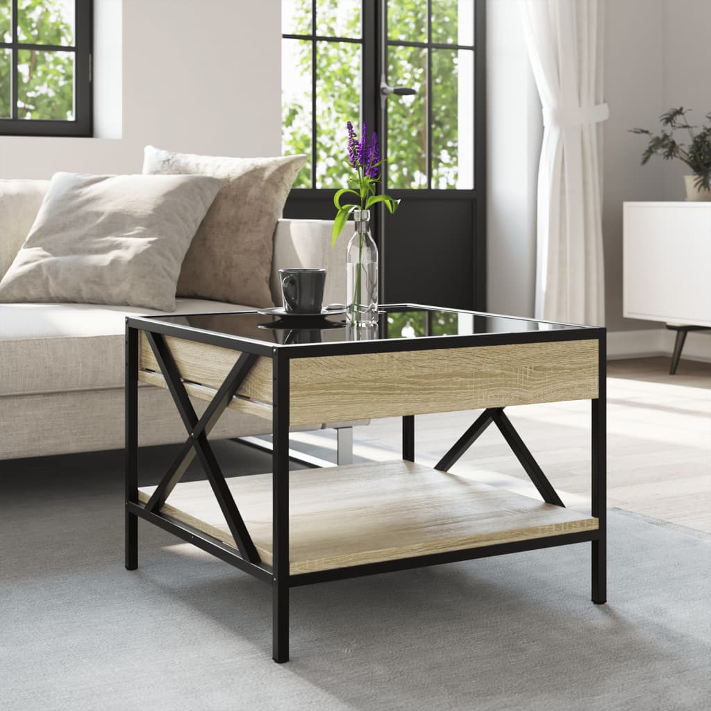 Salongbord Sofabord Sonoma Eik med Infinity LED 50x50x38 cm