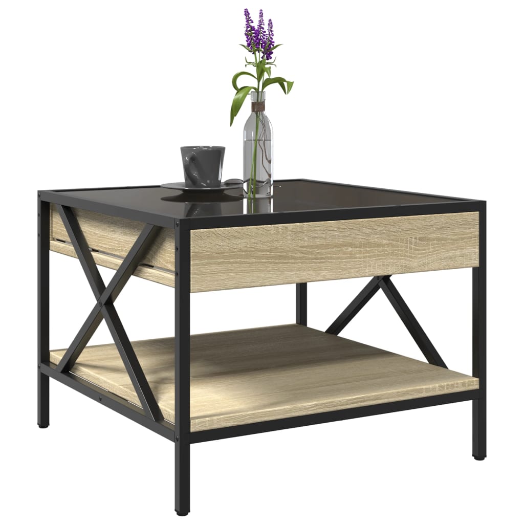 Salongbord Sofabord Sonoma Eik med Infinity LED 50x50x38 cm