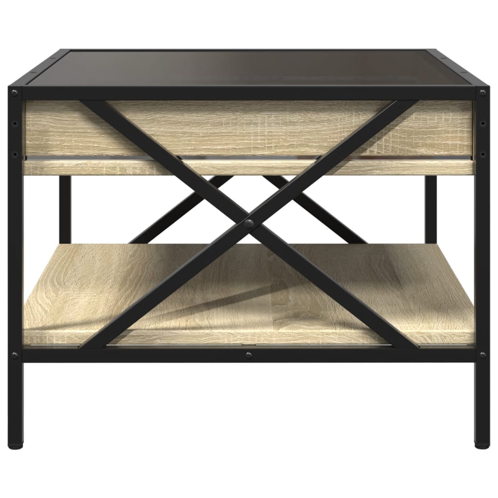 Salongbord Sofabord Sonoma Eik med Infinity LED 50x50x38 cm