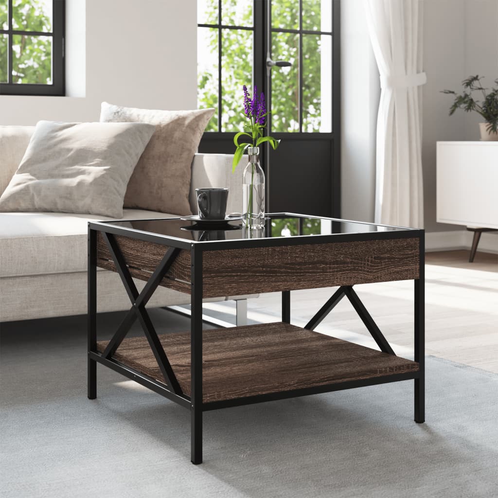 Salongbord Sofabord Brun Eik med Infinity LED 50x50x38 cm