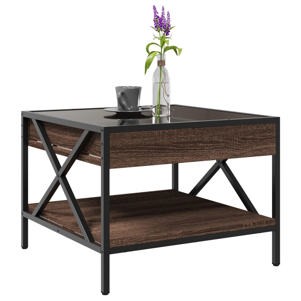 Salongbord Sofabord Brun Eik med Infinity LED 50x50x38 cm
