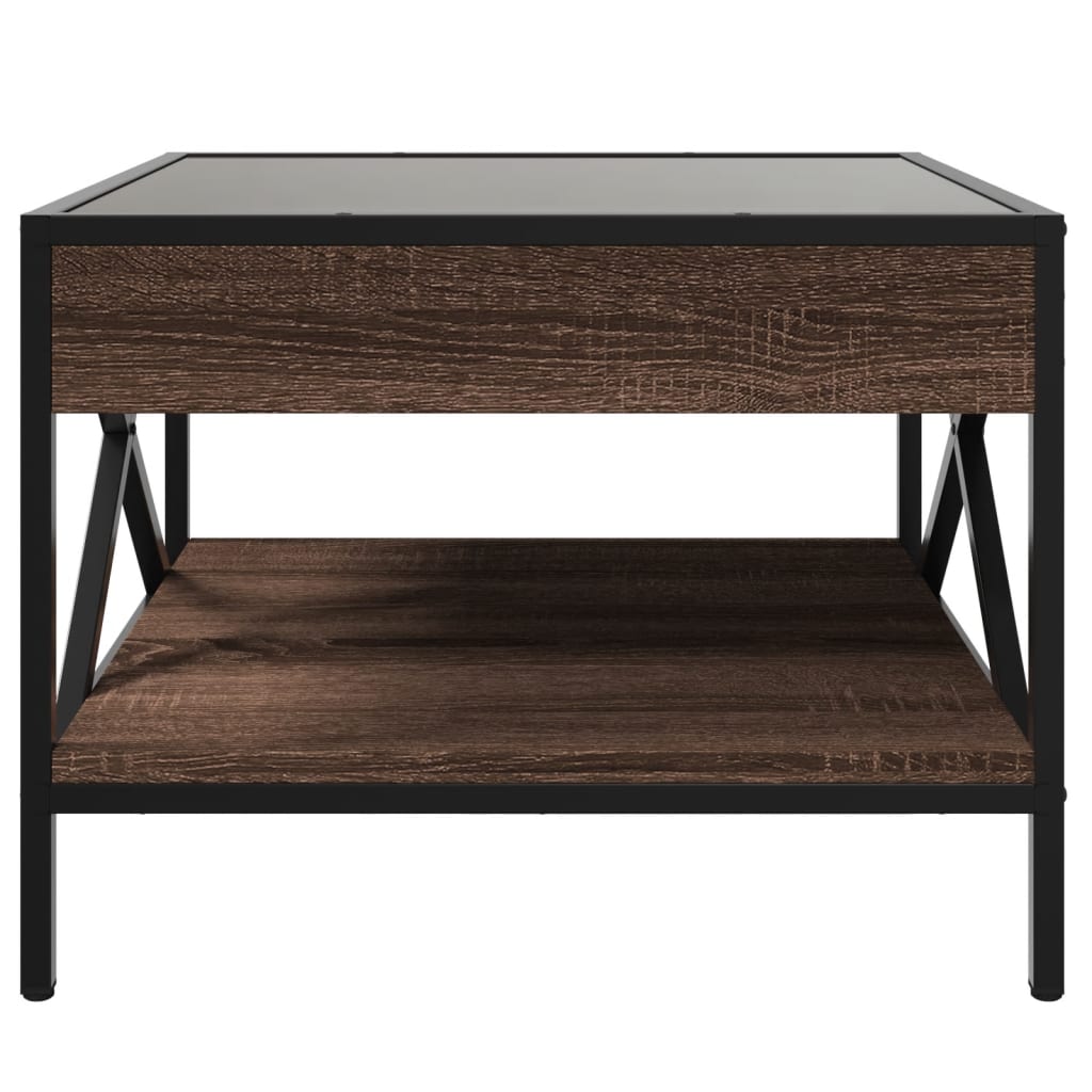 Salongbord Sofabord Brun Eik med Infinity LED 50x50x38 cm