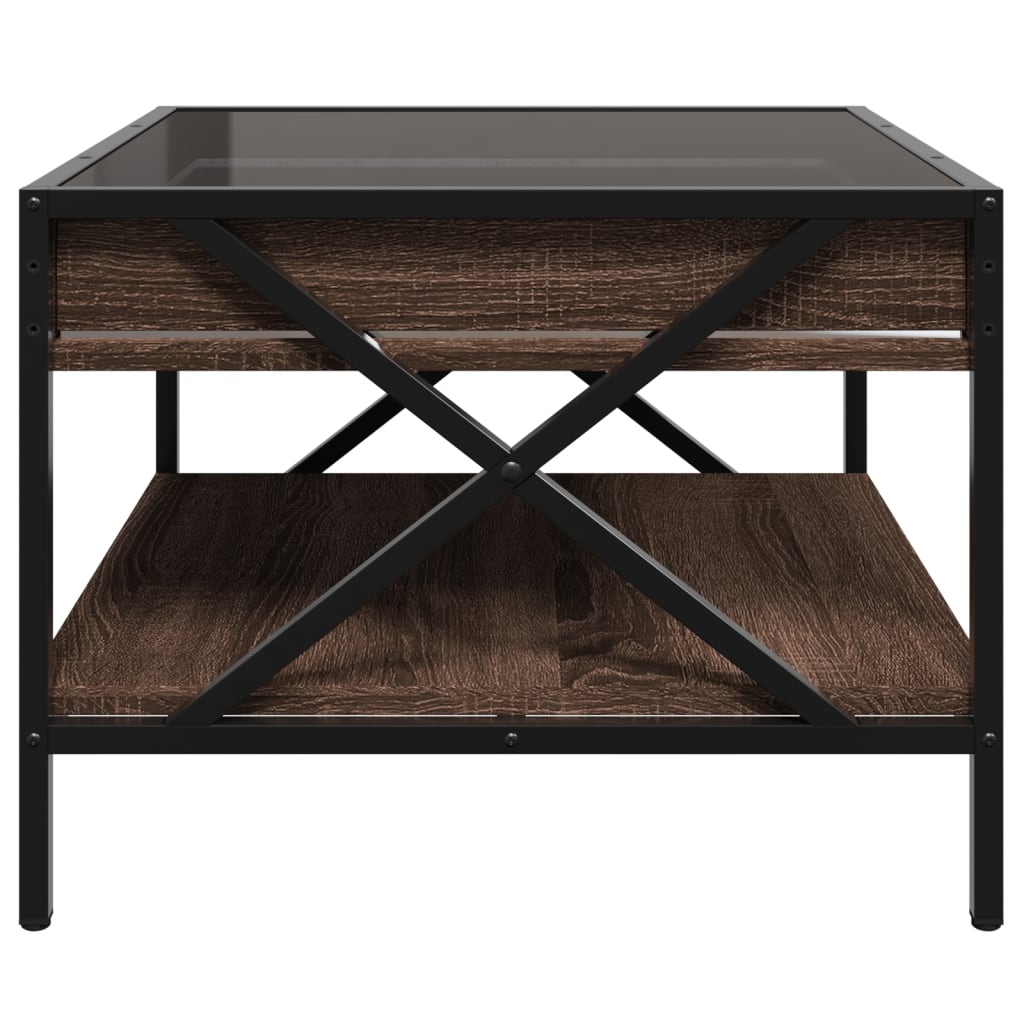 Salongbord Sofabord Brun Eik med Infinity LED 50x50x38 cm
