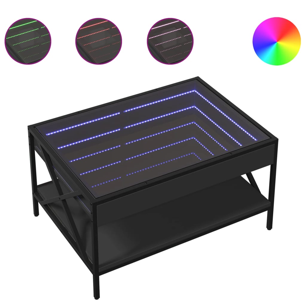 Salongbord Sofabord Svart med Infinity LED 70x50x38 cm