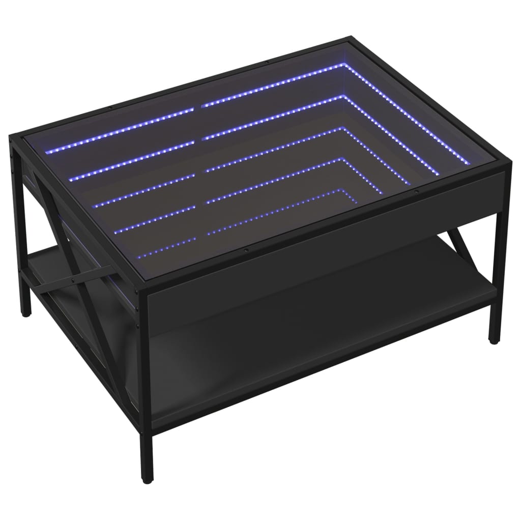 Salongbord Sofabord Svart med Infinity LED 70x50x38 cm