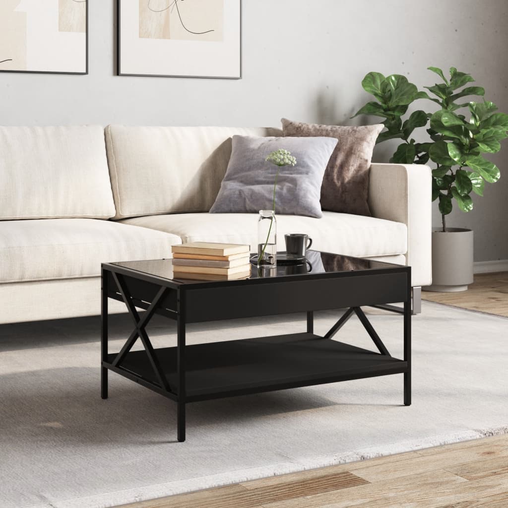 Salongbord Sofabord Svart med Infinity LED 70x50x38 cm
