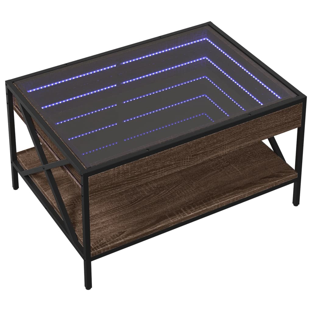 Salongbord Sofabord Brun Eik med Infinity LED 70x50x38 cm