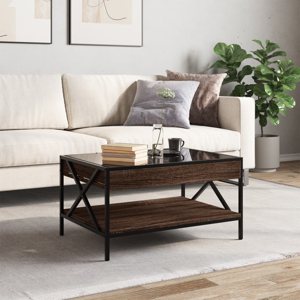 Salongbord Sofabord Brun Eik med Infinity LED 70x50x38 cm