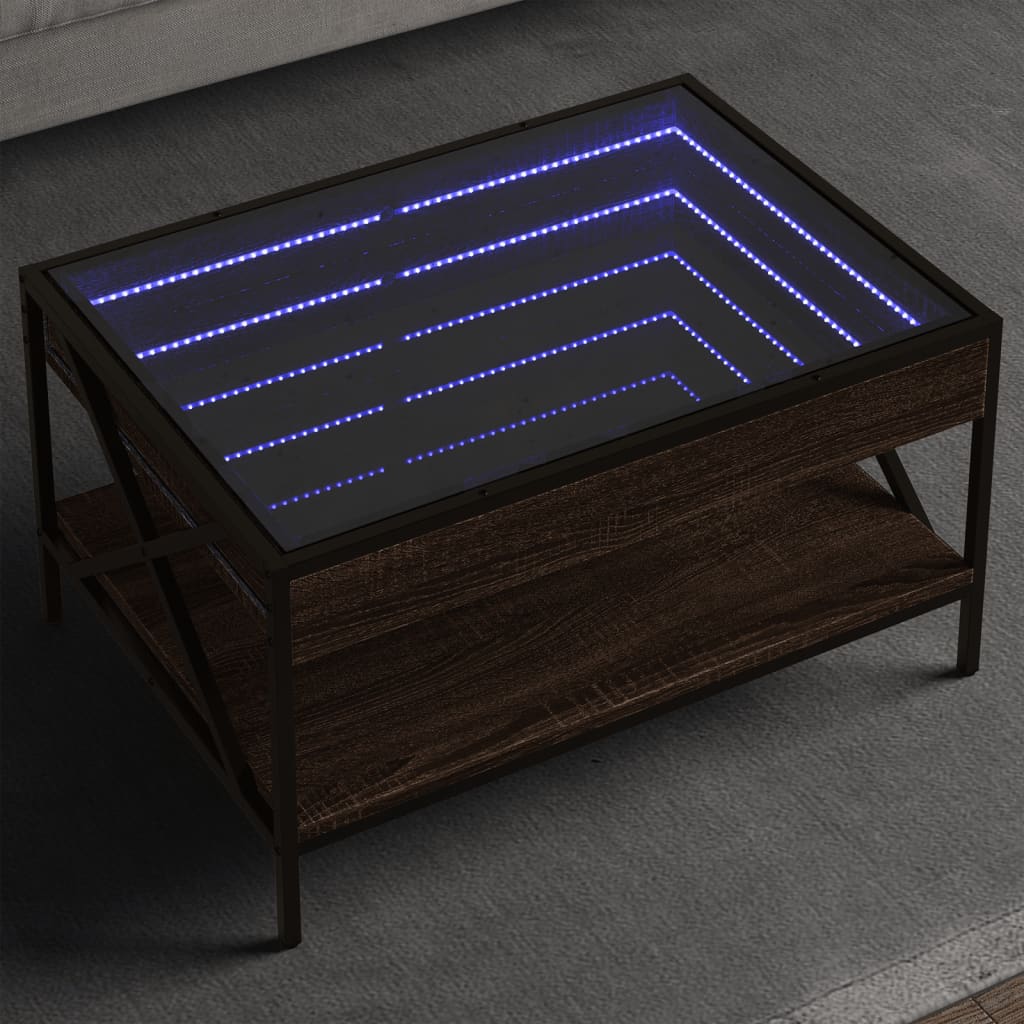 Salongbord Sofabord Brun Eik med Infinity LED 70x50x38 cm