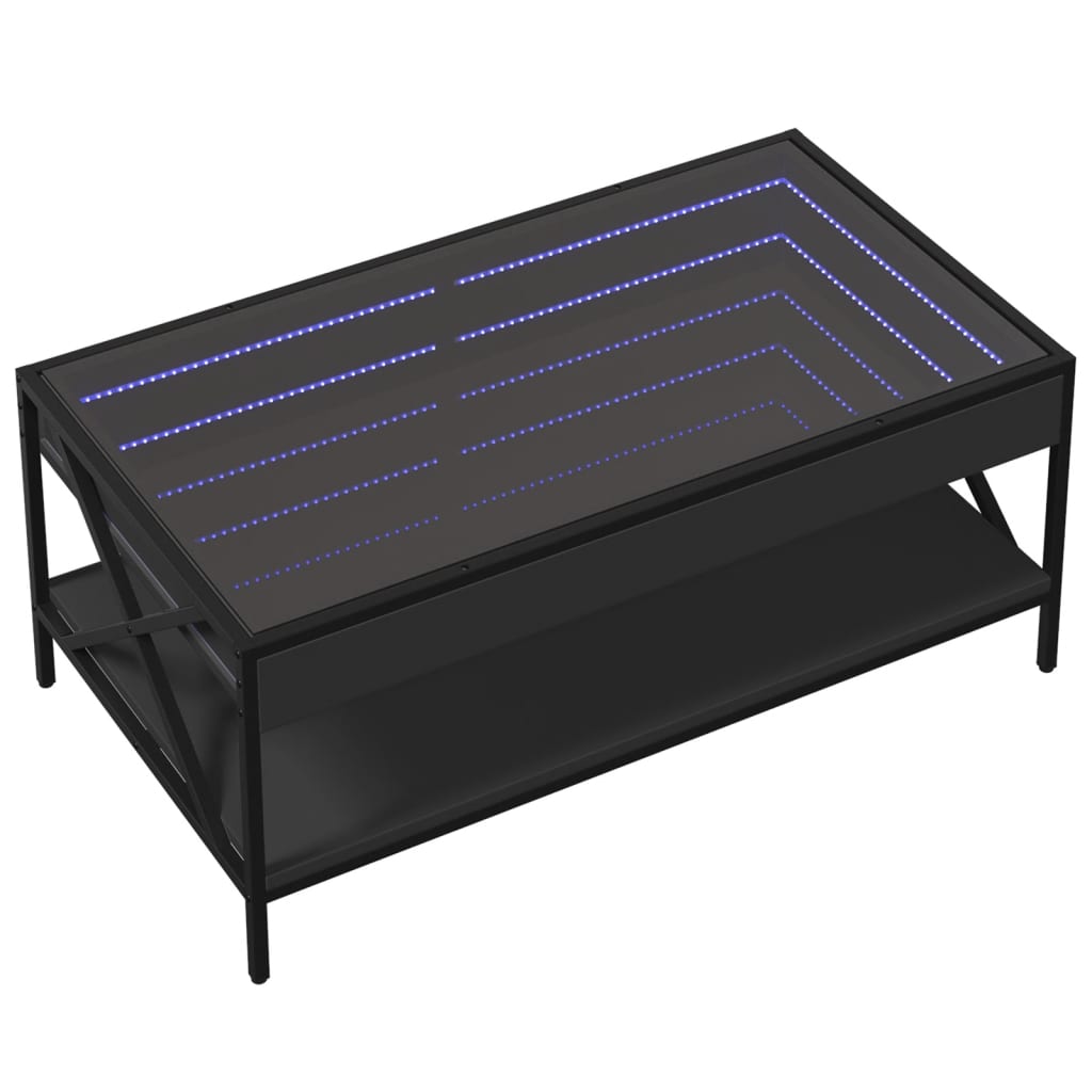 Salongbord Sofabord Svart med Infinity LED 90x50x38 cm