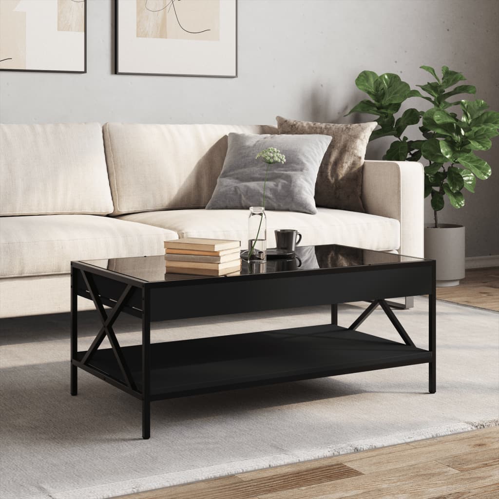 Salongbord Sofabord Svart med Infinity LED 90x50x38 cm