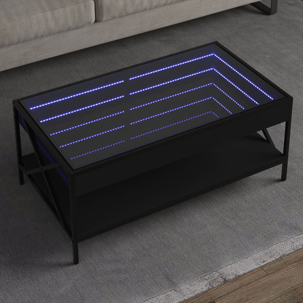 Salongbord Sofabord Svart med Infinity LED 90x50x38 cm