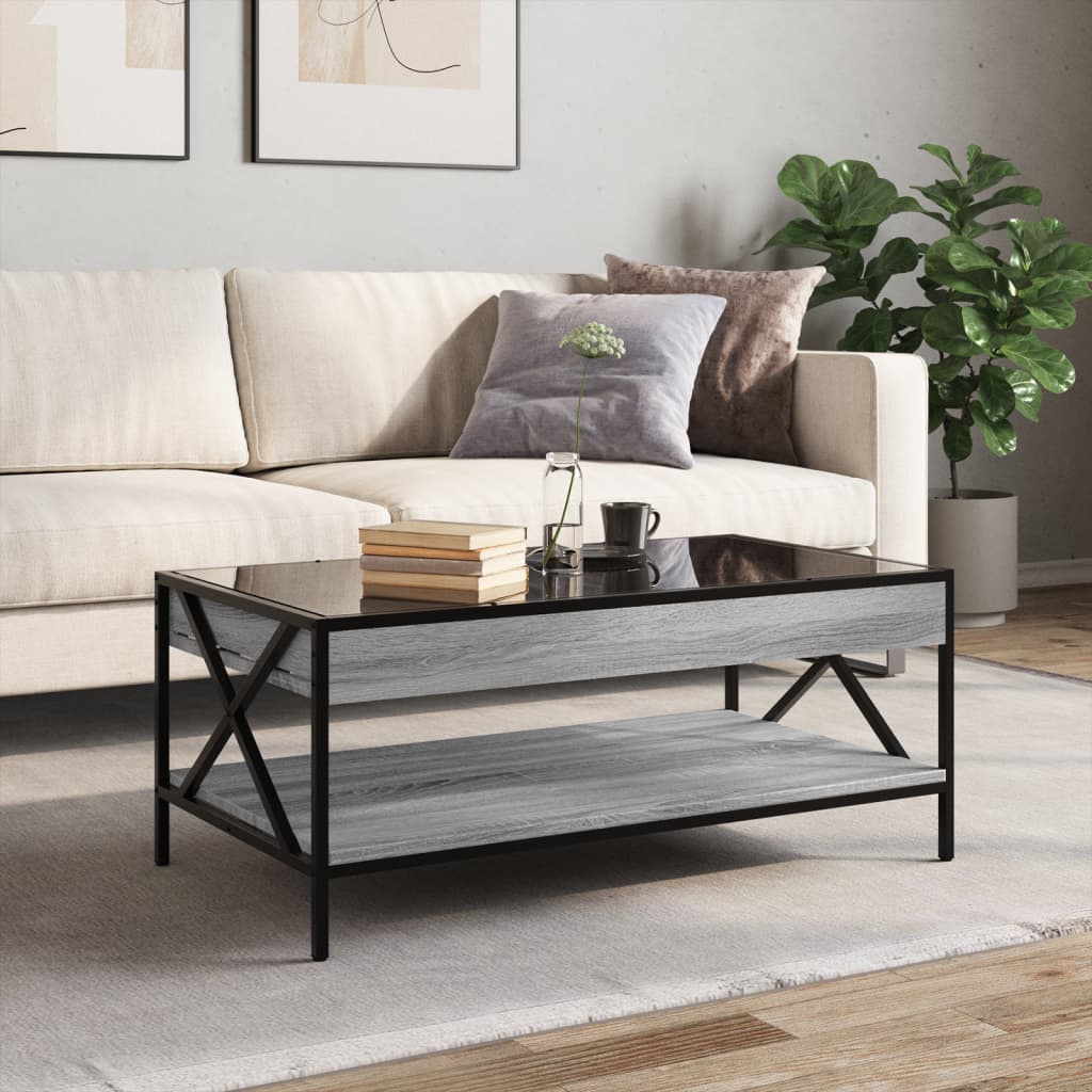 Salongbord Sofabord Sonoma Grå med Infinity LED 90x50x38 cm