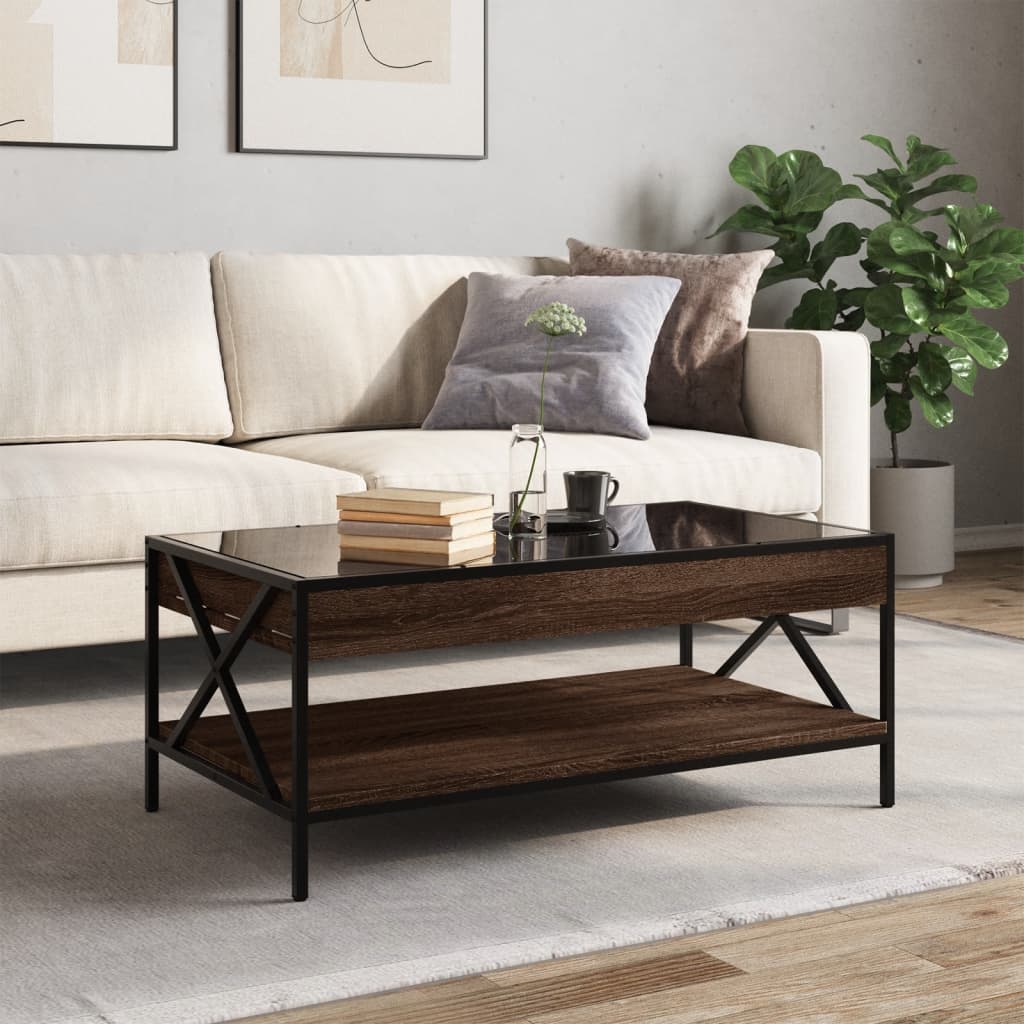 Salongbord Sofabord Brun Eik med Infinity LED 90x50x38 cm