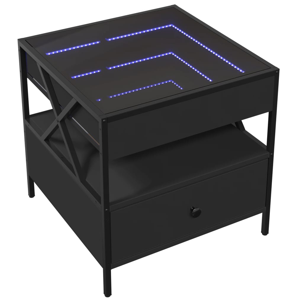 Salongbord Sofabord Svart med Infinity LED 50x50x51 cm