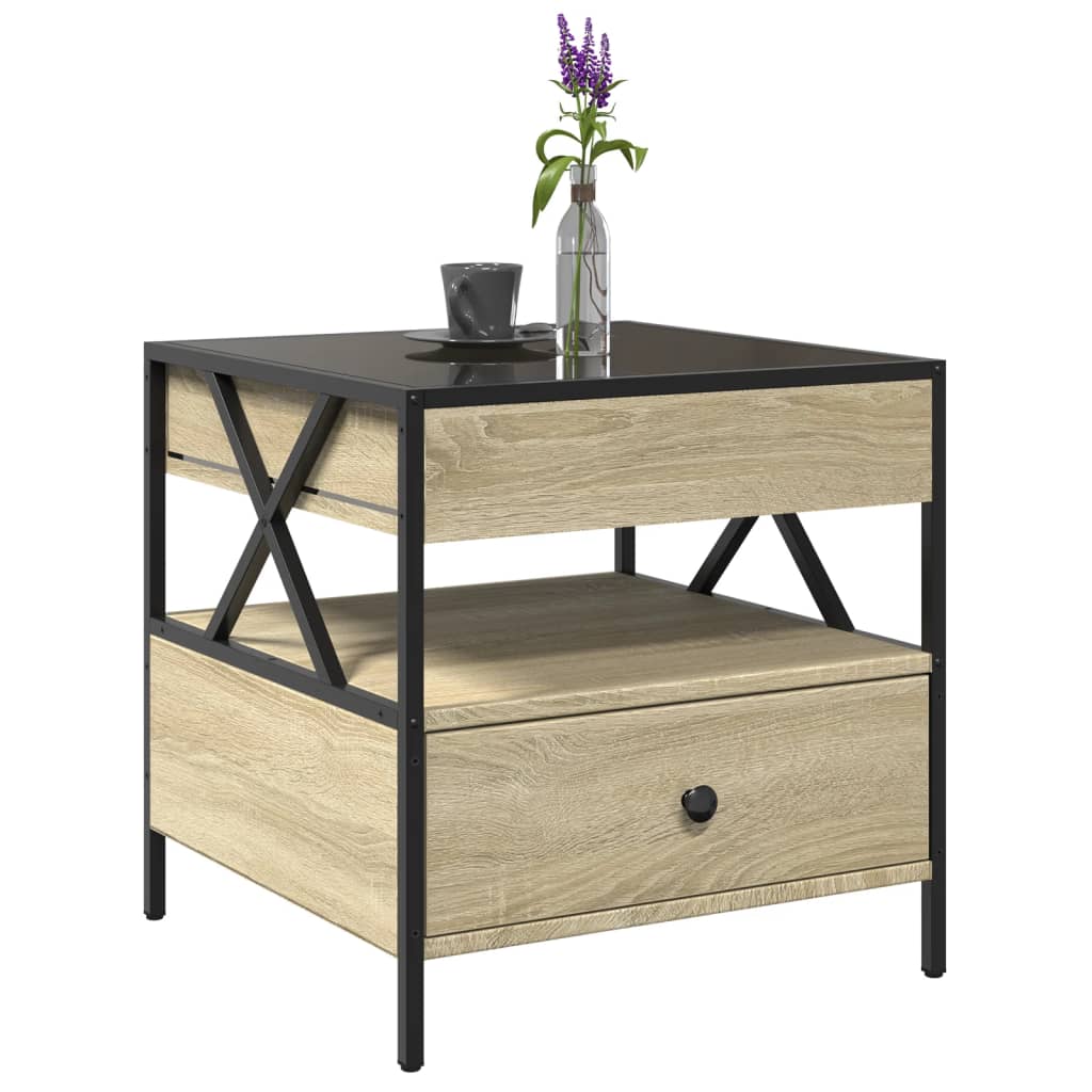 Salongbord Sofabord Sonoma Eik med Infinity LED 50x50x51 cm