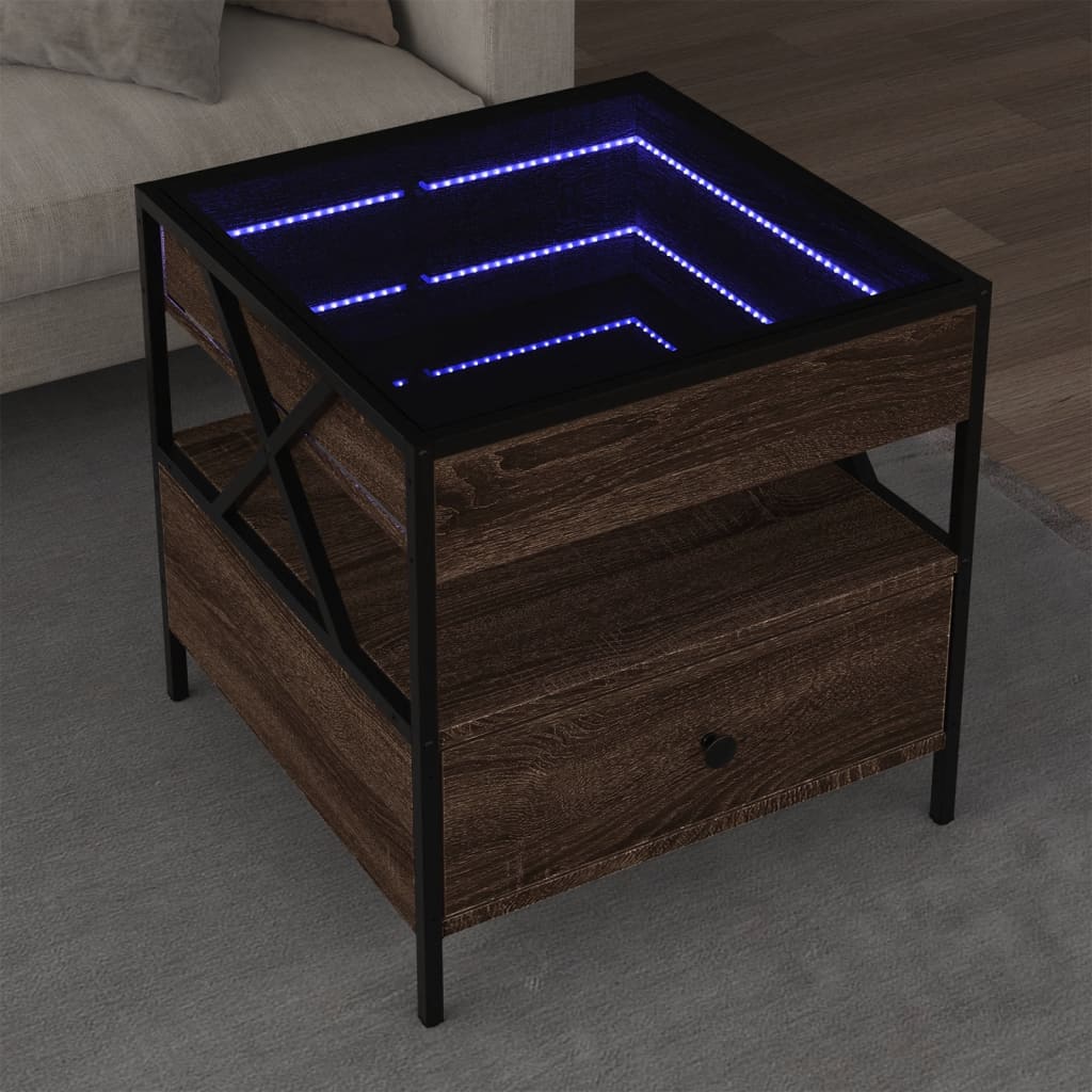 Salongbord Sofabord Brun Eik med Infinity LED 50x50x51 cm