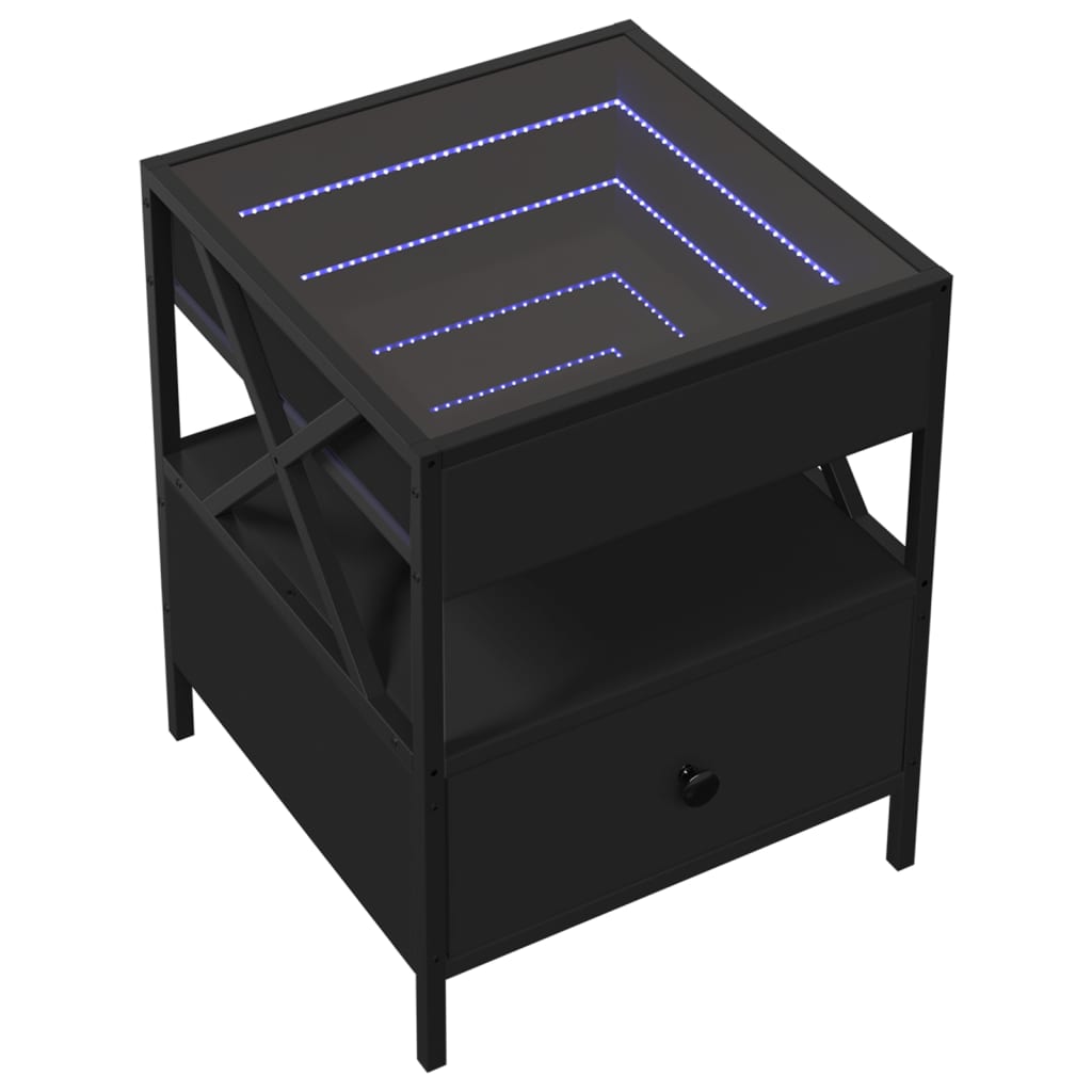 Salongbord Sofabord Svart med Infinity LED 40x40x51 cm