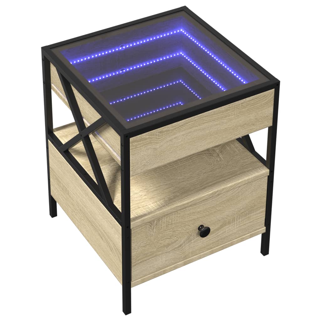Nattbord Sengbord Sonoma Eik med Infinity LED 40x40x51 cm