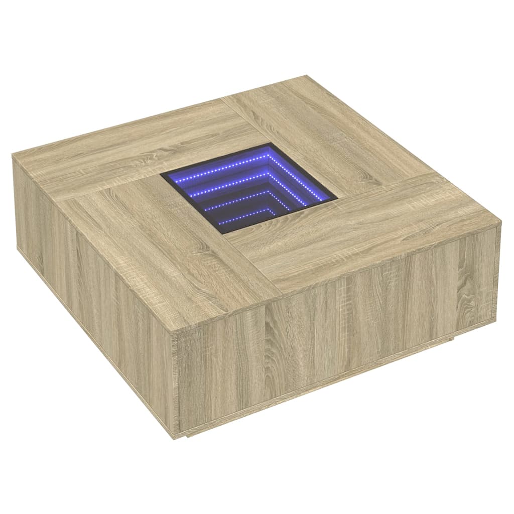 Salongbord Sofabord Sonoma Eik med Infinity LED 100x100x40 cm