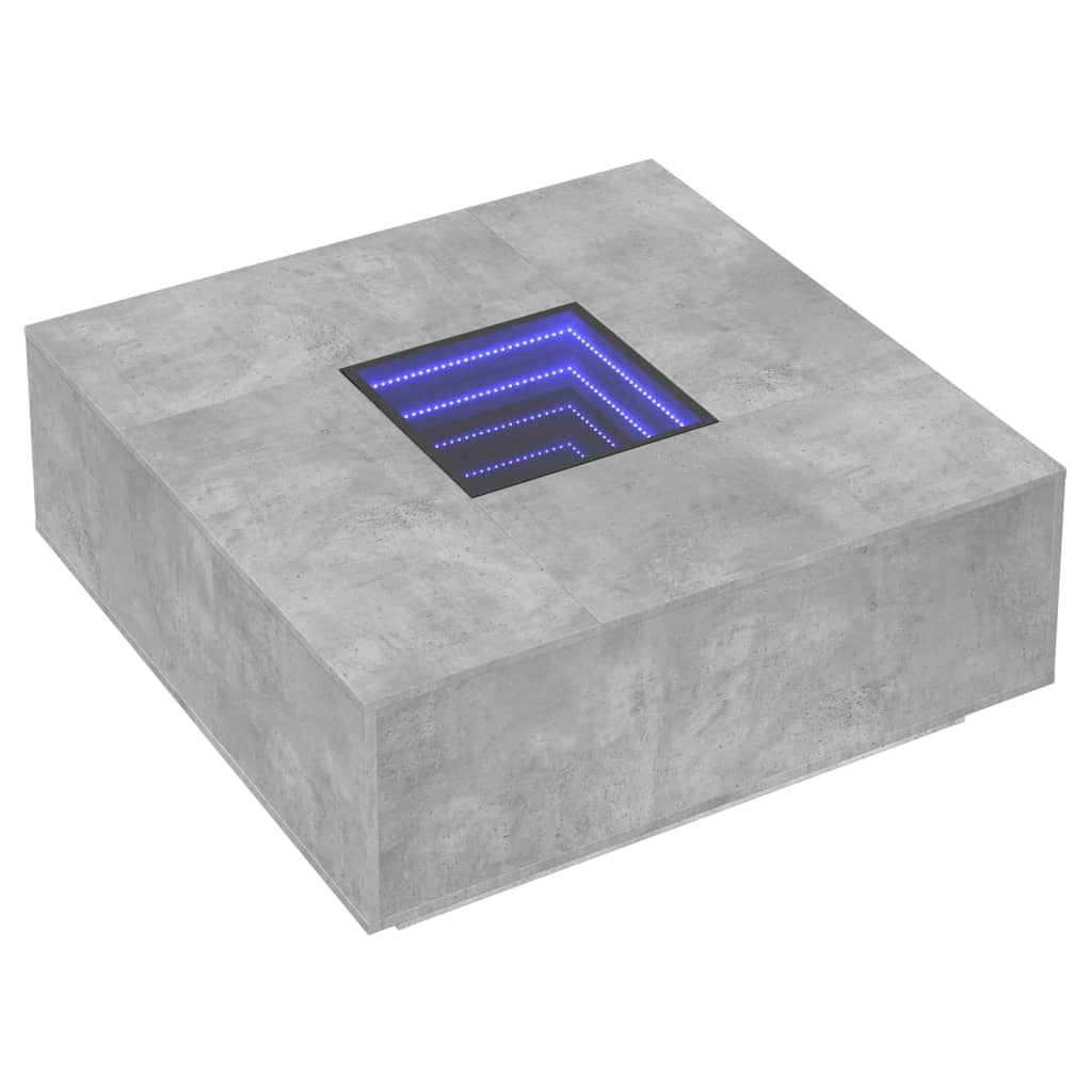 Salongbord Sofabord Betonggrå med Infinity LED 100x100x40 cm