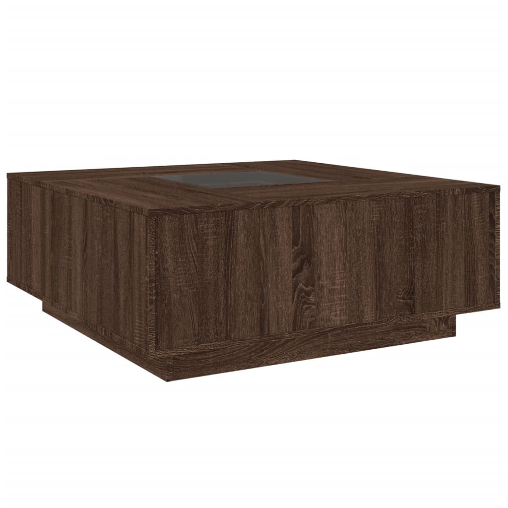 Salongbord Sofabord Brun Eik med Infinity LED 100x100x40 cm