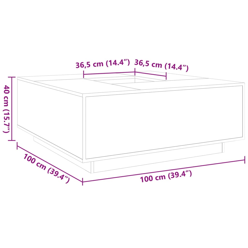 Salongbord Sofabord Hvit 100x100x40 cm