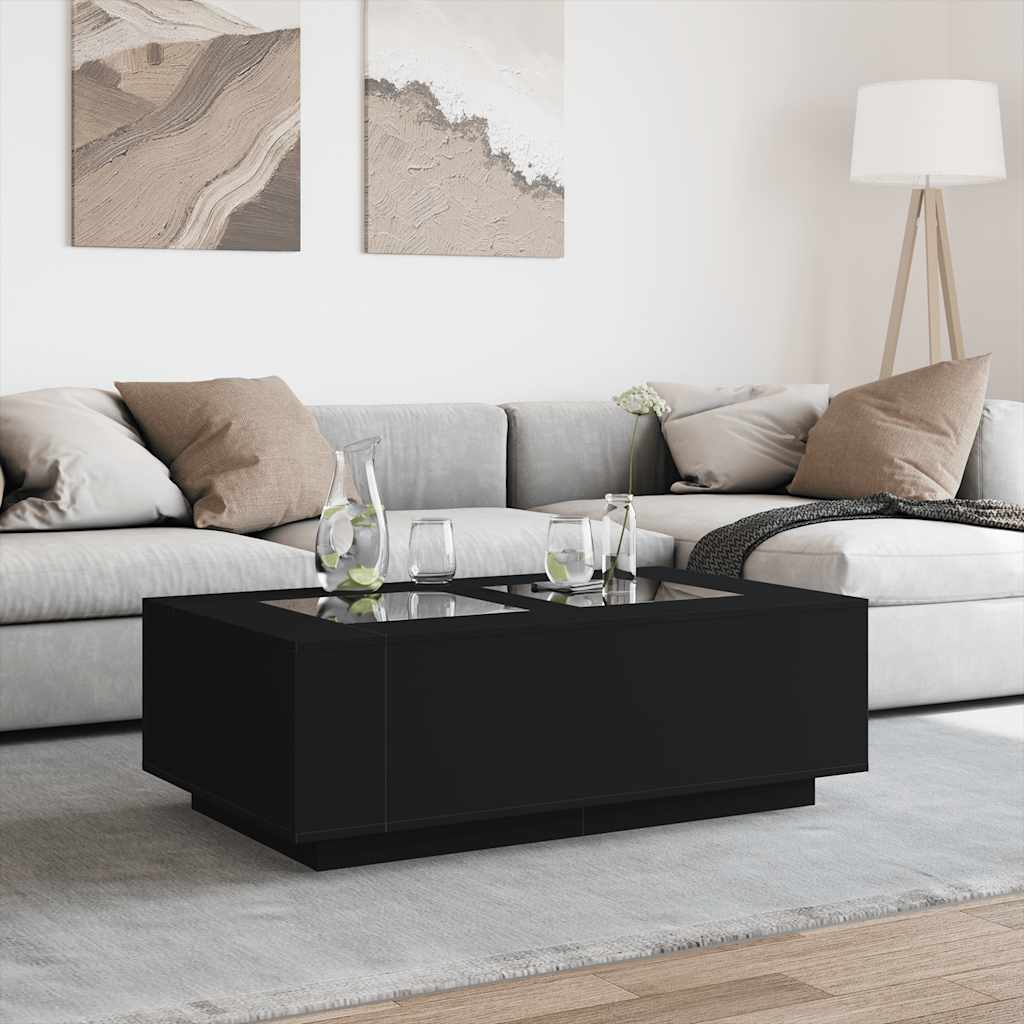 Salongbord Sofabord Svart med Infinity LED 116x69x40 cm