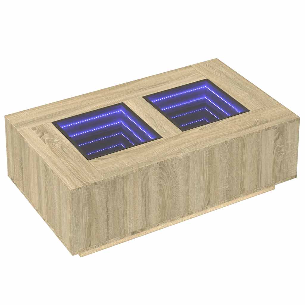 Salongbord Sofabord Sonoma Eik med Infinity LED 116x69x40 cm