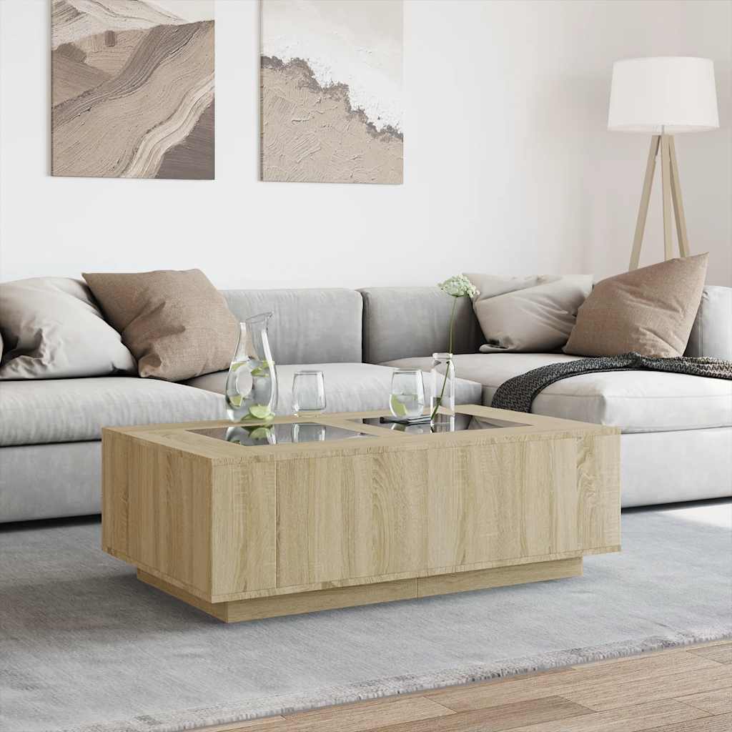 Salongbord Sofabord Sonoma Eik med Infinity LED 116x69x40 cm