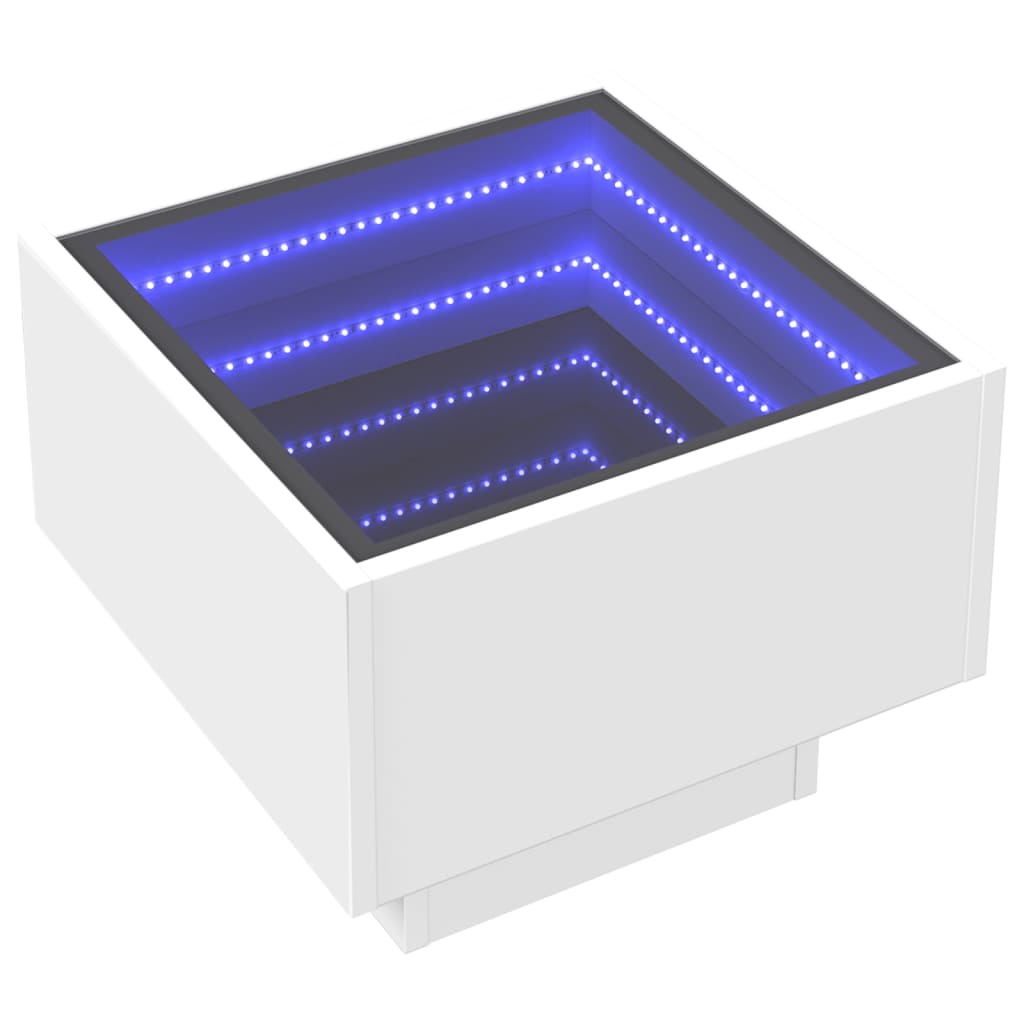 Salongbord Sofabord Hvit med Infinity LED 40x40x30 cm